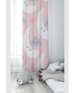 Dekorativna zavesa Draper za dečiju sobu - Set 2 kom 70x240 cm - Mesec sa trepavicama  - P-345