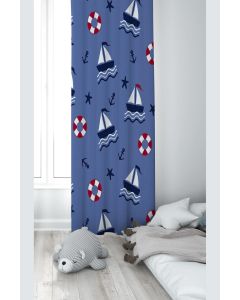 Dekorativna zavesa Draper za dečiju sobu - Set 2 kom 70x240 cm - Brodovi - P-91