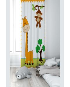 Dekorativna zavesa Draper za dečiju sobu - Set 2 kom 70x240 cm - Žirafa i majmun - P-94