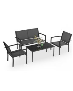 Baštenska garnitura set dvosed+stolice+sto crna Milano