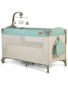 Prenosivi krevetac Indiana 2 nivoa Vrteška Torba Mint