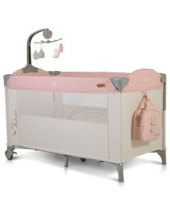 Prenosivi krevetac Indiana 2 nivoa Vrteška Torba Pink