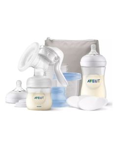 AVENT MANUELNA PUMPICA, SET ZA IZMAZANJE NATURAL (flasice, tufer, via solja sa adapterom)