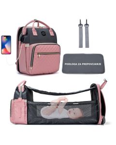 TORBA ZA MAME SA PODLOGOM BT023 BBO Sport Mama Bag - PINK