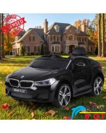 BMW 6 GT - Licencirani auto na akumulator - Meke gume + kožno sedište - Crni