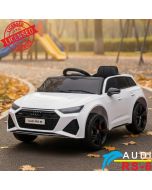 Audi RS6 - Licencirani auto na akumulator - Meke gume + kožno sedište - Beli