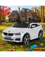 BMW 6 GT - Licencirani auto na akumulator - Meke gume + kožno sedište - Beli