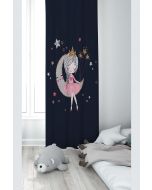 Zavesa za dečiju sobu – Devojčica na mesecu - teget PRD231D