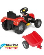 Traktor na akumulator sa prikolicom Delfino Tractor Crveni