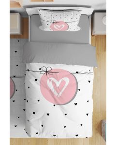 Posteljina za decu Set navlaka 140x200cm jastučnica 50x70cm - Srce - U-044