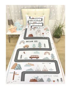 Posteljina za decu Set navlaka 140x200cm jastučnica 50x70cm - Auto staza - U-047