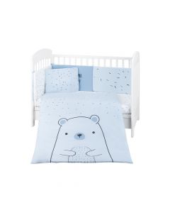 Kikka Boo Posteljina sa ogradicom za bebi krevetac 6 pcs 60x120cm Bear with Me Blue KKB60115