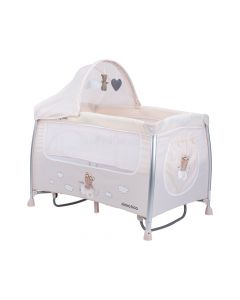 Kikka Boo Prenosivi krevetac za bebe Dreamy Bear Beige 2 nivoa sa funkcijom klackanja KKB60088