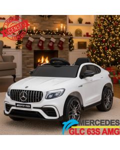 Mercedes GLC 63S AMG Coupe - Licencirani auto na akumulator - Meke gume + kožno sedište - Beli