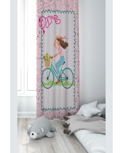 Zavesa za dečiju sobu - Devojčica vozi bicikl PRD331B