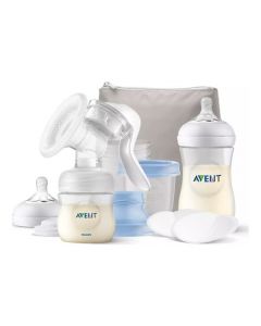 AVENT MANUELNA PUMPICA, SET ZA IZMAZANJE NATURAL (flasice, tufer, via solja sa adapterom)