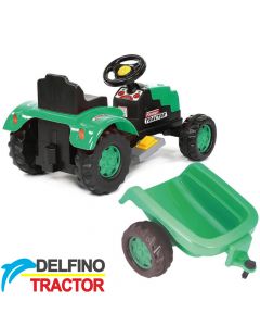 Traktor na akumulator sa prikolicom Delfino Tractor Zeleni